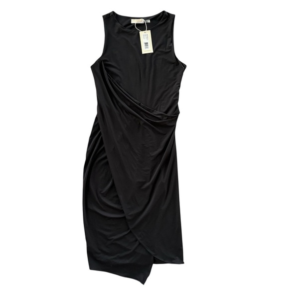 NWT RAMY BROOK Vickie Draped Sleeveless Cocktail Black Dress Size Small - Picture 2 of 9